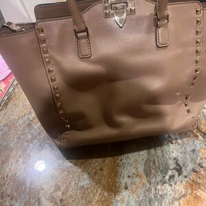 Valentino Garavani Studded Beige Leather Tote